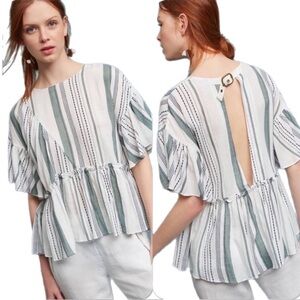 Anthropology Moon River Striped Peplum Top
